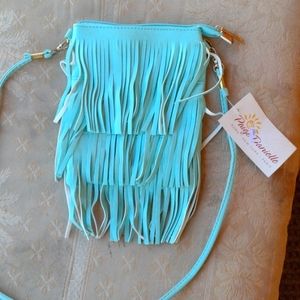 Aqua blue suede shoulder bag brand new